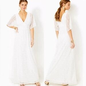 Lilly Pulitzer Parigi Lace Maxi Dress in Resort White Scalloped Shell Lace NWT